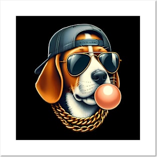 Funny Beagle with Sunglasses Posters and Art